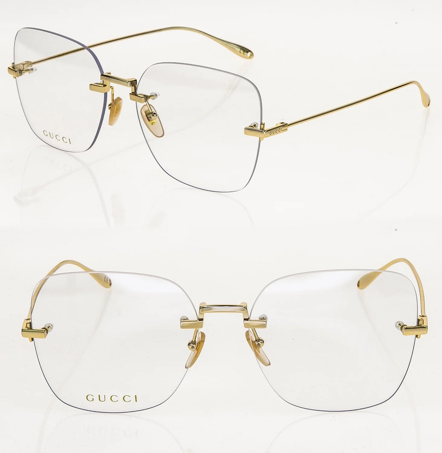 GUCCI 1150 Gold Chain Strawberry Crystal Pendant Charm Eyeglass 59m GG1150O 003
