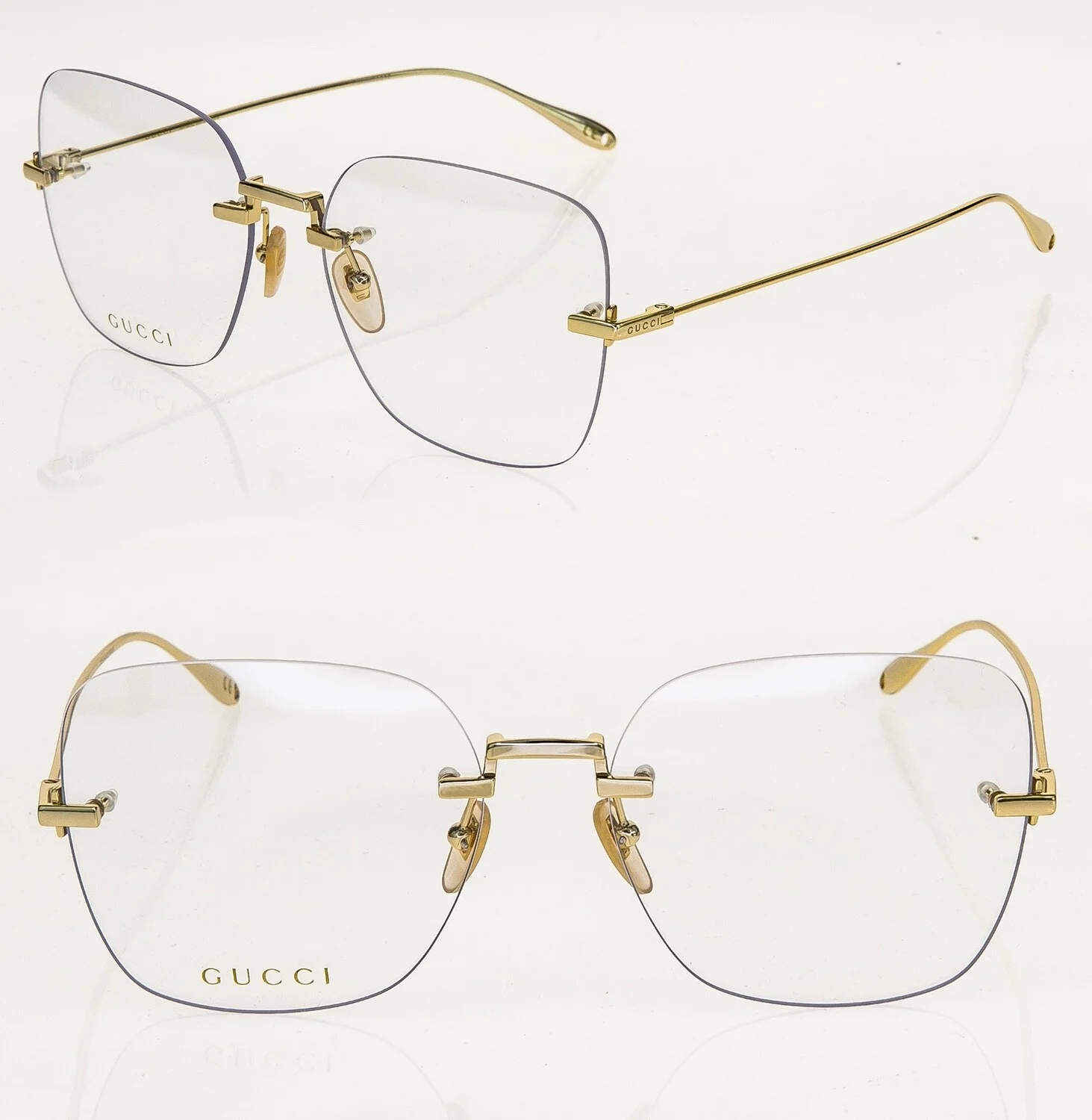 GUCCI 1150 Metal Gold Removable Chain Pendant Charm Eyeglasses 59m GG1150O 001