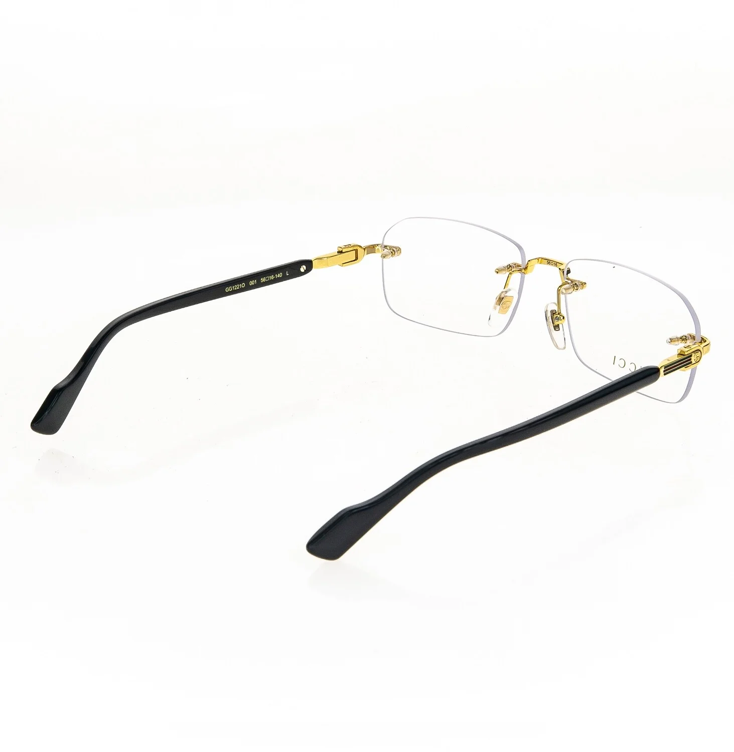 GUCCI 1221 Black Gold Web Stripe Unisex Eyeglass 56mm GG1221O Optical Frame 001 4