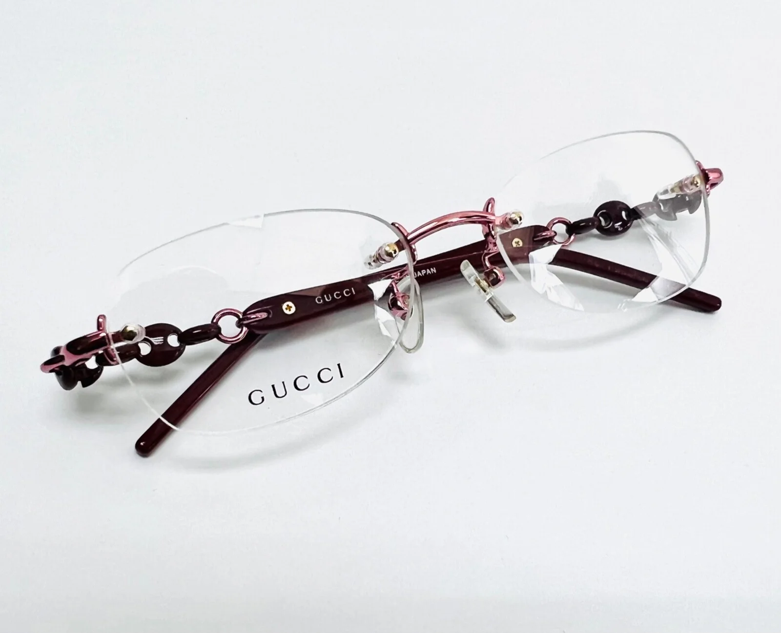 GUCCI 8557 Burgundy Pink Chain Rimless Eyeglasses 51mm GG8557J Optical Frame 4