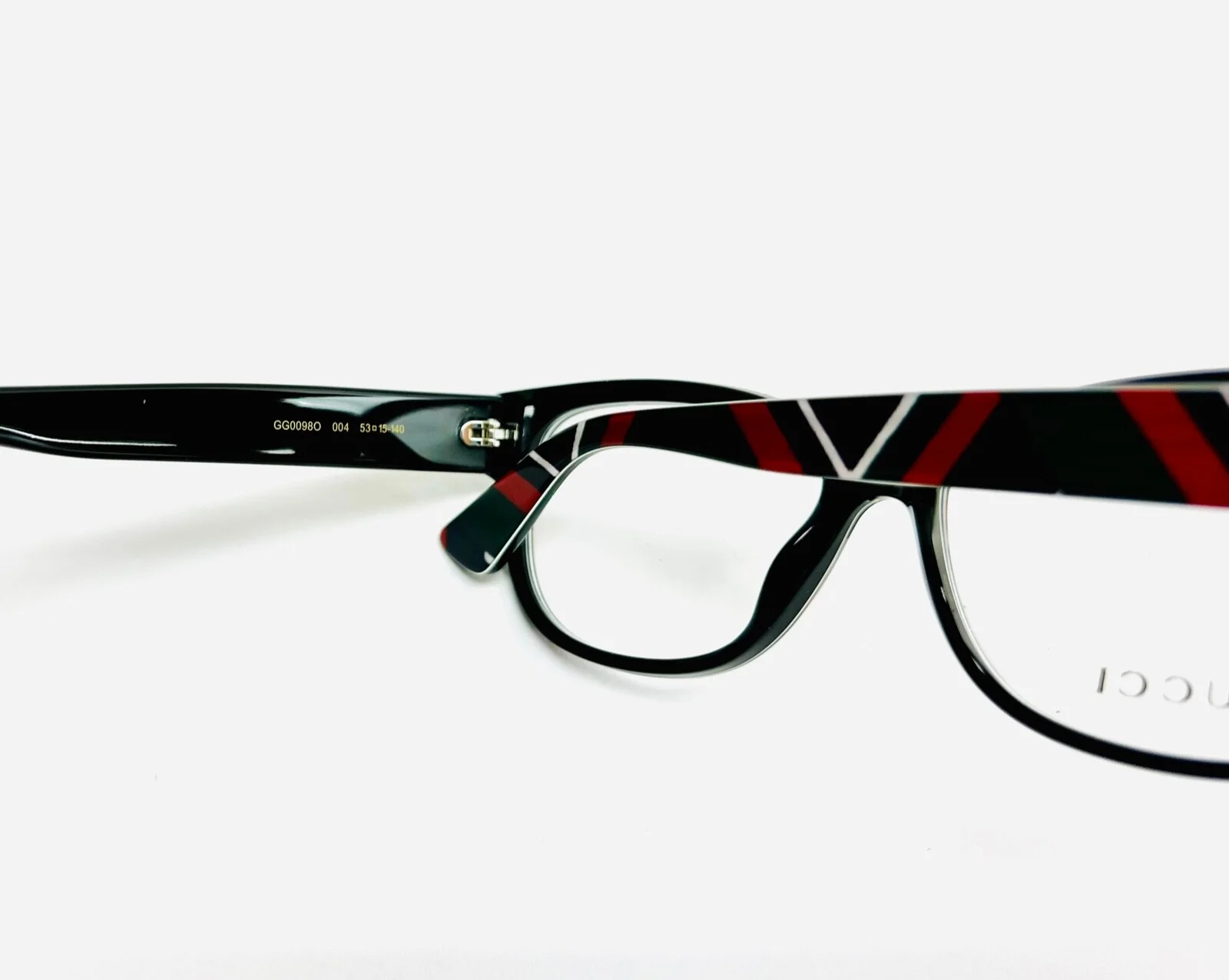 GUCCI AUTHENTIC 0098 Blue Red Green Line Print Bee Stud Eyeglasses GG0098O 004 3