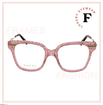 GUCCI AUTHENTIC Stripe 0284 Gold Pink Glitter Optical Eyeglasses GG0284O 50m 005 3