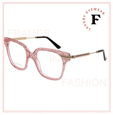 GUCCI AUTHENTIC Stripe 0284 Gold Pink Glitter Optical Eyeglasses GG0284O 50m 005 4