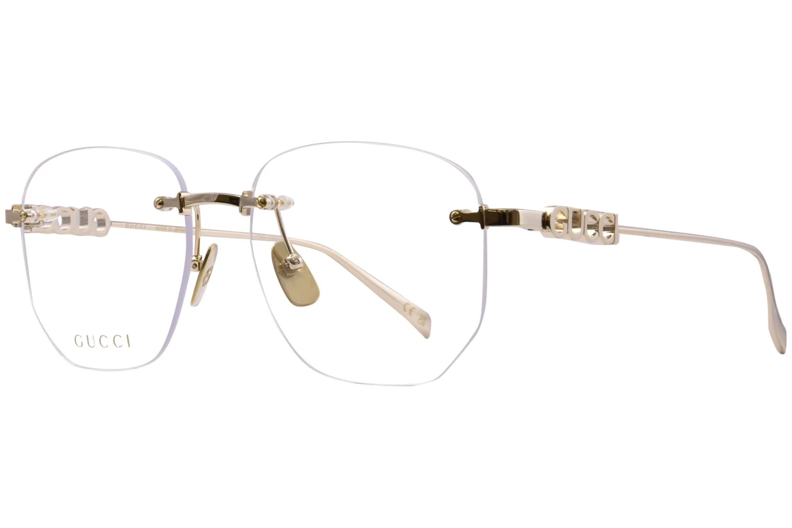 GUCCI BAMBOO 0660 White Bronze Cat Rimless Eyeglasses GG0660O 58mm 002 Frame 3