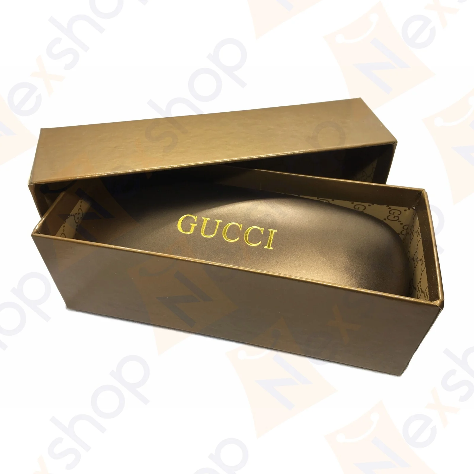 Gucci Bronze Hard Clam Shell Eyeglasses Sunglasses Small Case w/ Cloth & GiftBOX