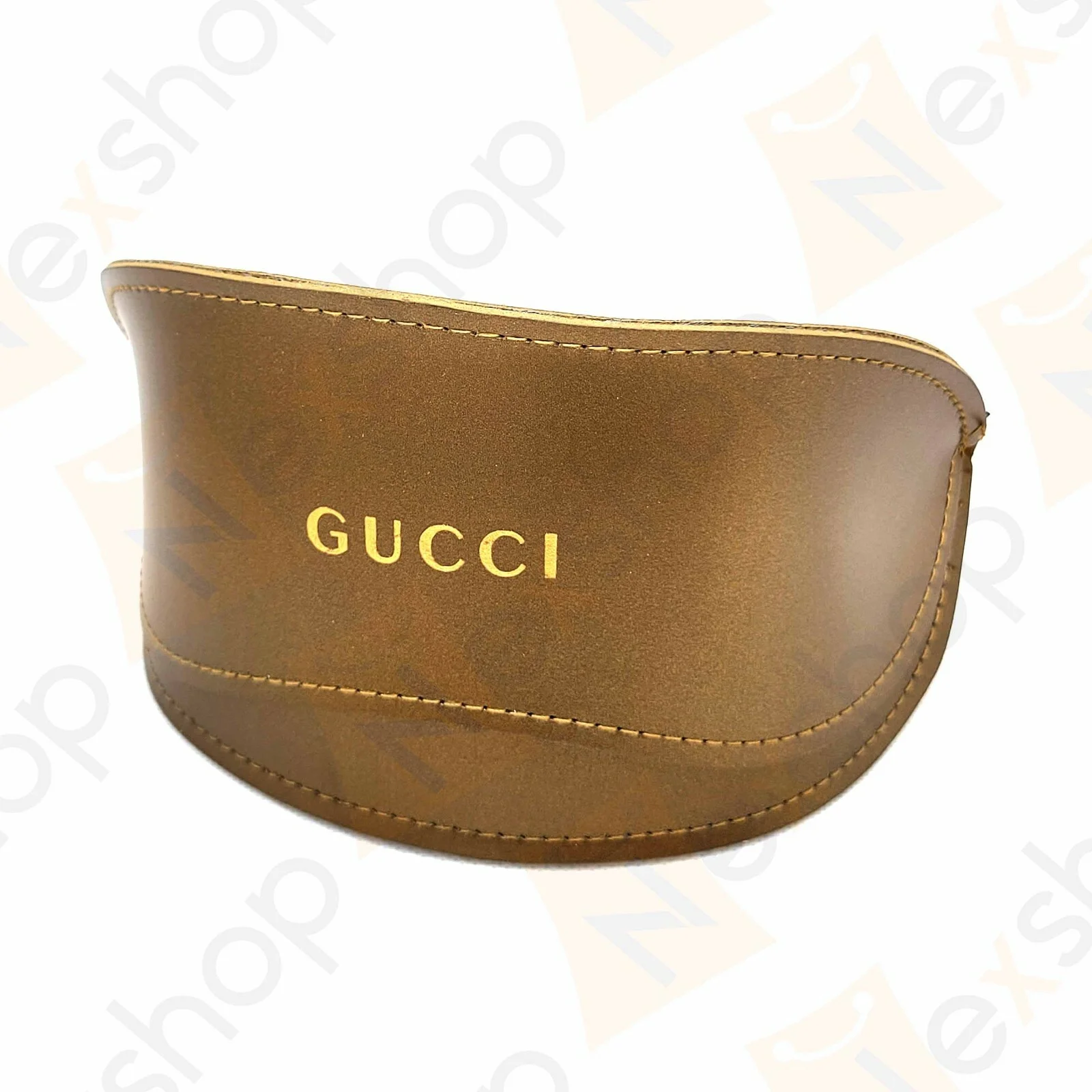 Gucci Bronze Soft Clam Shell Sunglasses Eyeglasses Case w/ Cloth & Gift Box