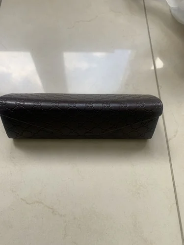 Gucci Brown Eyeglass Trifold Glasses Case Folding Hardshell Triangular Triangle