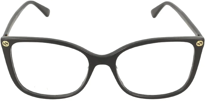 Gucci Cat Eye Eyeglasses GG0026o-001 Shiny Black Transparent Lenses Polarized 2