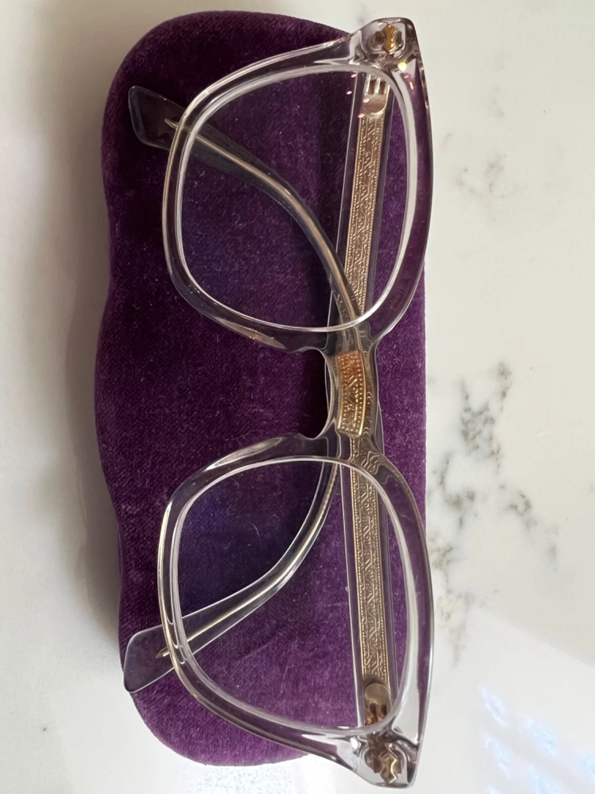 GUCCI Eyeglass Frames GG 0184/O 011 Crystal/Gold For Men Women 2