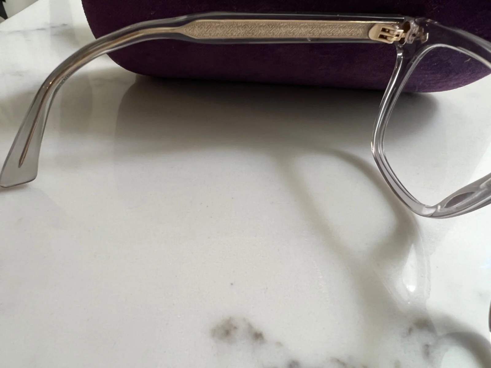 GUCCI Eyeglass Frames GG 0184/O 011 Crystal/Gold For Men Women 3
