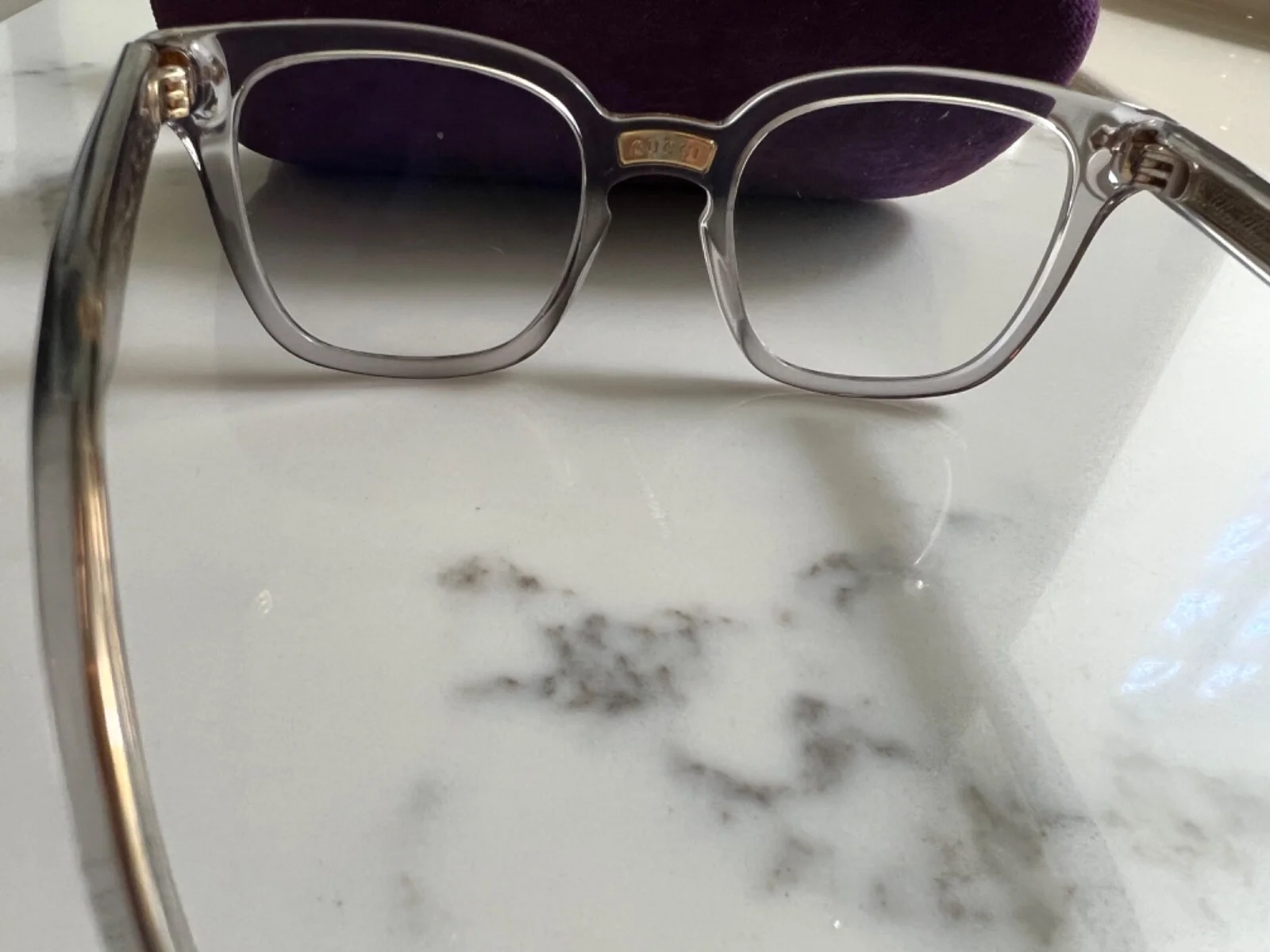 GUCCI Eyeglass Frames GG 0184/O 011 Crystal/Gold For Men Women 4