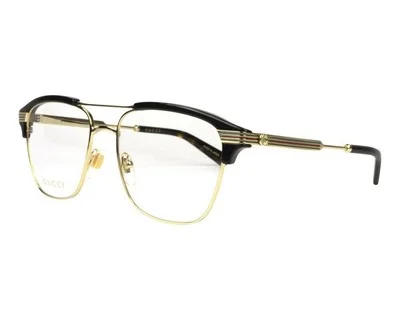 Gucci Eyeglasses GG0241o-002-54 Gold Frame Transparent Lenses