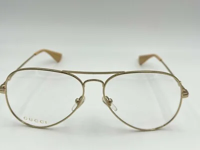 Gucci Eyeglasses New Authentic GG0515O 002 Gold 58 14 145 NWT Aviator
