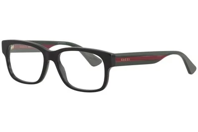 Gucci Eyeglasses Urban GG0343O GG/0343O 007 Black/Green/Red Optical Frame 57mm