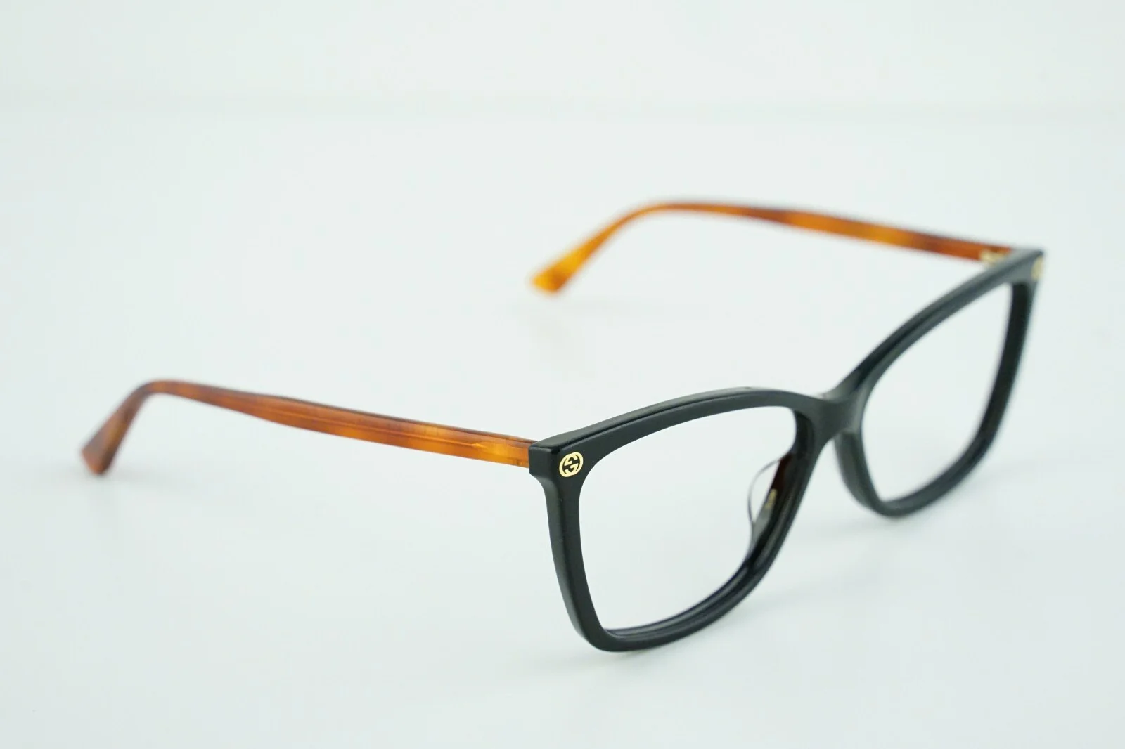 Gucci GG 0025O Polished Black Brown Eyeglasses Frames 56-14-140 GG0025O