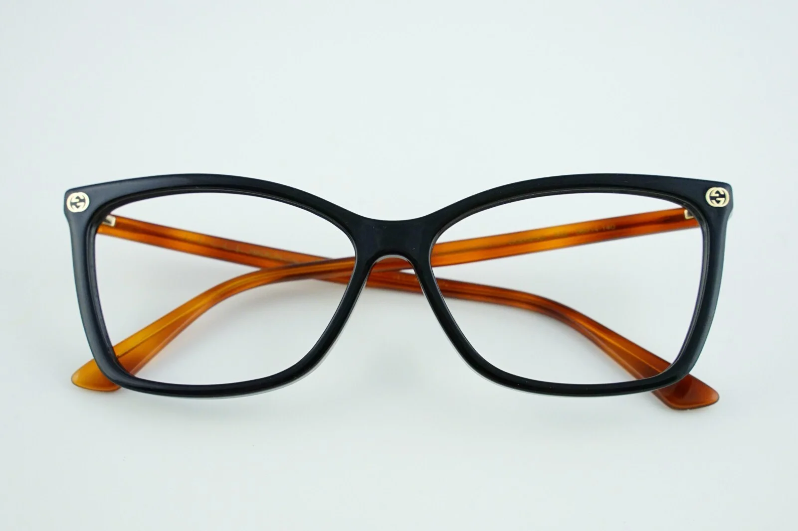 Gucci GG 0025O Polished Black Brown Eyeglasses Frames 56-14-140 GG0025O 2
