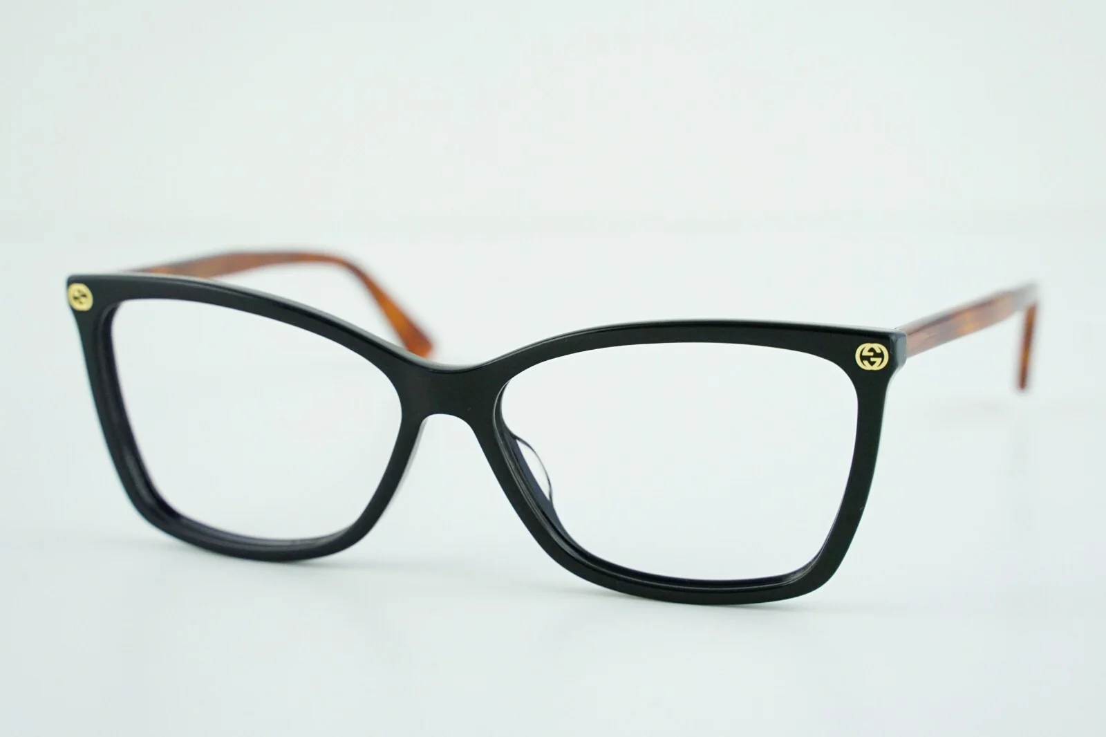 Gucci GG 0025O Polished Black Brown Eyeglasses Frames 56-14-140 GG0025O 4