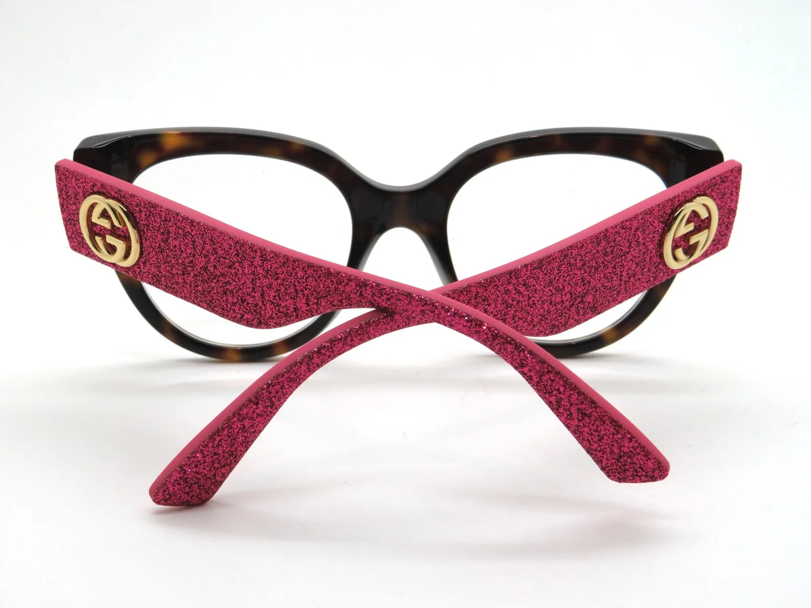 GUCCI GG 0103O 003 Dark Havana Tortoise/Pink Glitter Authentic 50mm Eyeglasses 3