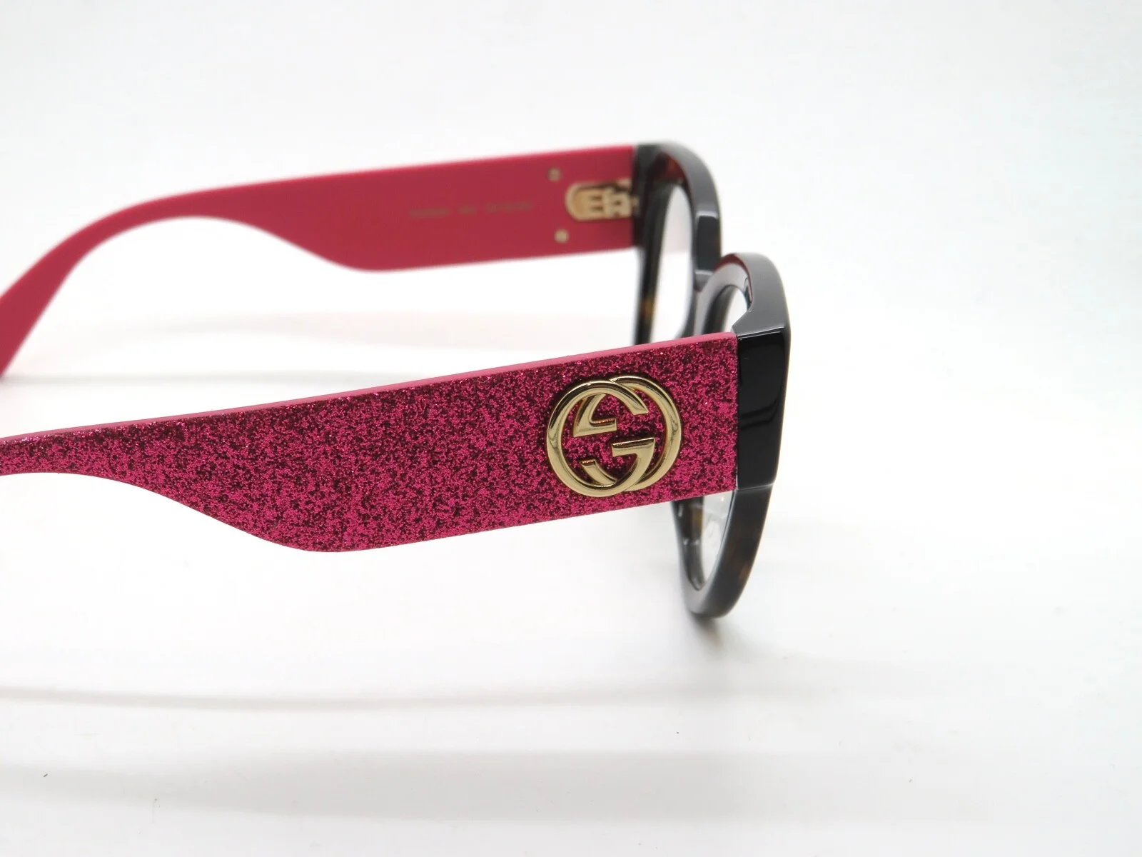 GUCCI GG 0103O 003 Dark Havana Tortoise/Pink Glitter Authentic 50mm Eyeglasses 4