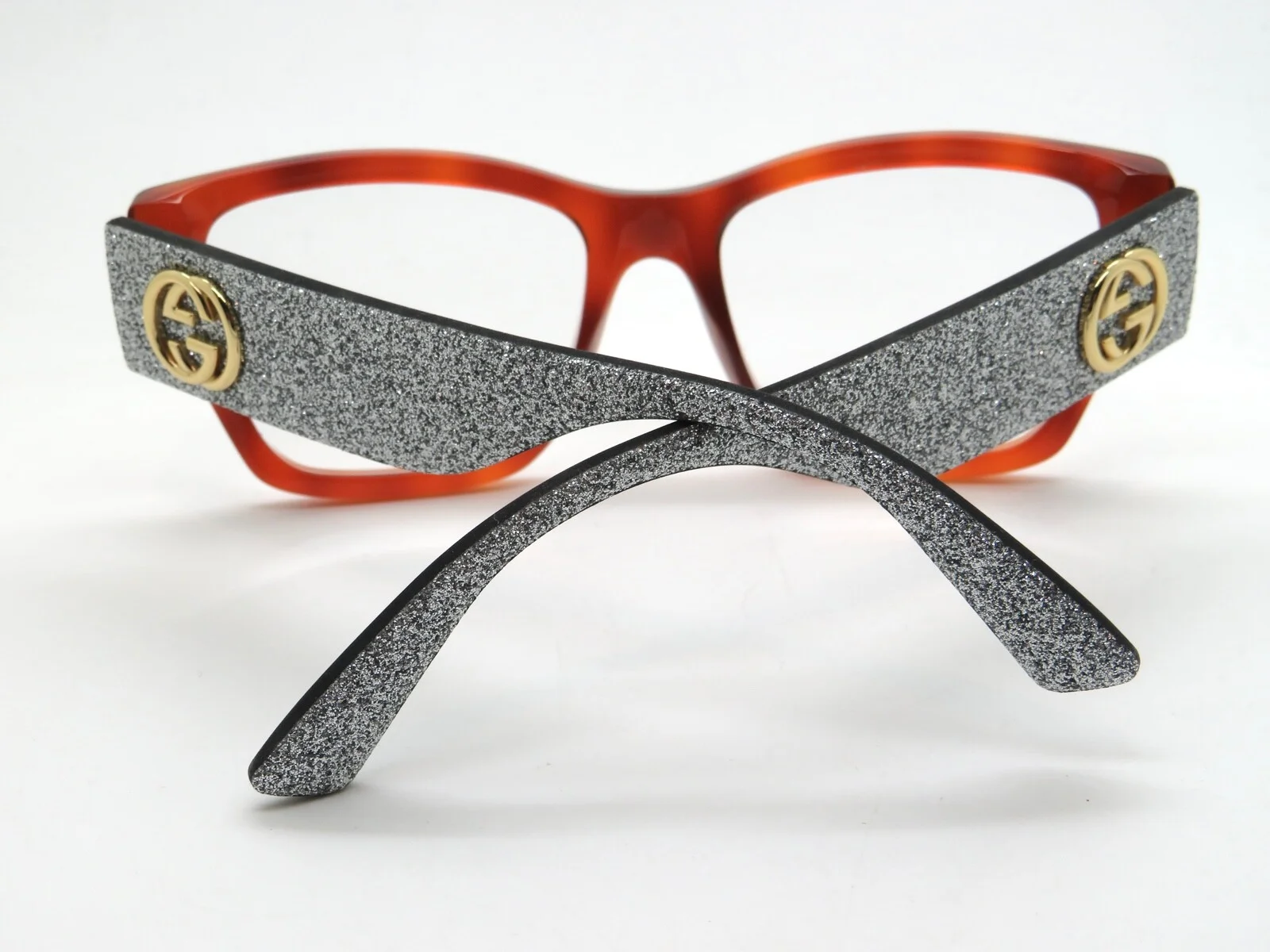 GUCCI GG 0104O 004 Light Havana Tortoise/Silver Glitter 51mm Eyeglasses 3