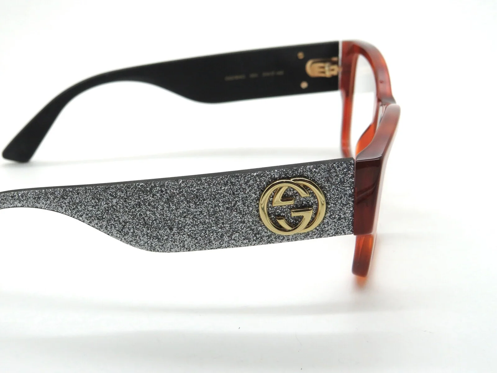 GUCCI GG 0104O 004 Light Havana Tortoise/Silver Glitter 51mm Eyeglasses 4