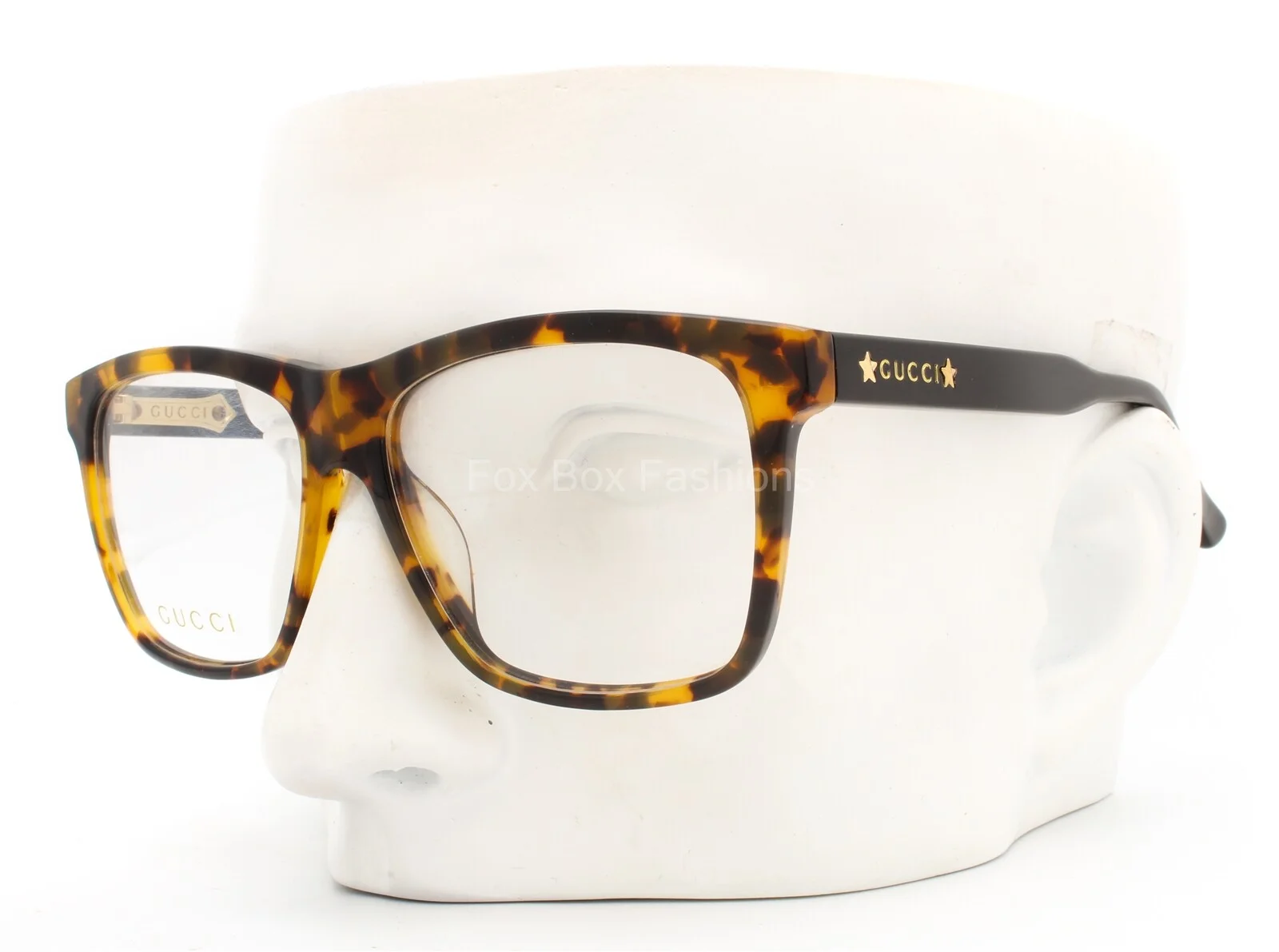 Gucci GG 0268O 004 Eyeglasses Glasses Yellow Brown Tortoise 55mm Alternative Fit