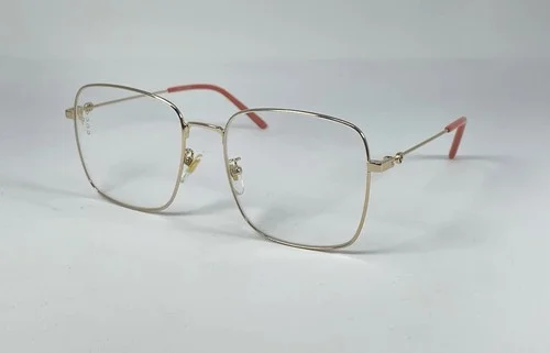Gucci GG-0445O 001 Gold Metal Square Eyeglasses Authentic New
