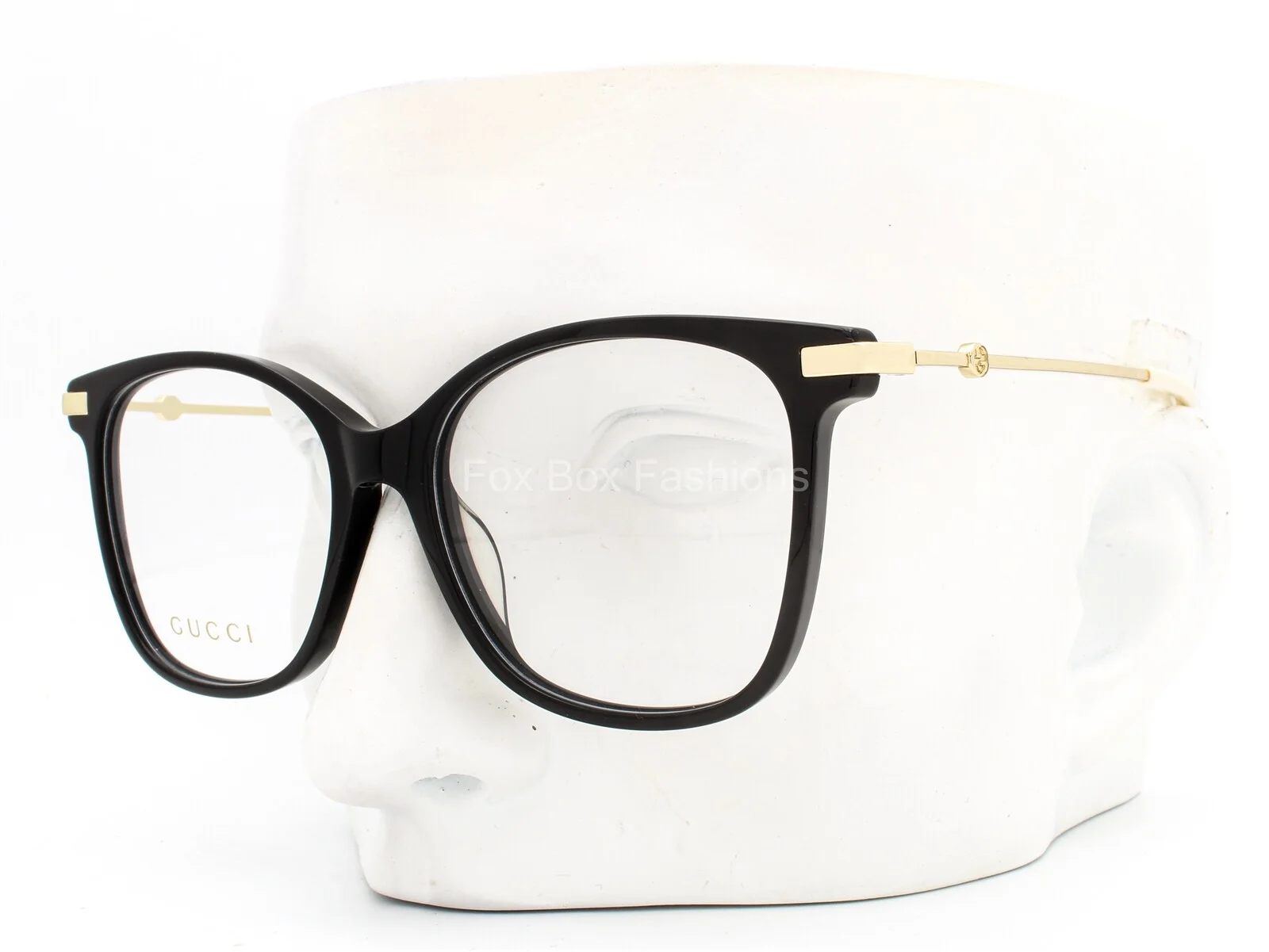 Gucci GG 0512O 001 Eyeglasses Glasses Polished Black with Gold Temples 52-16-145