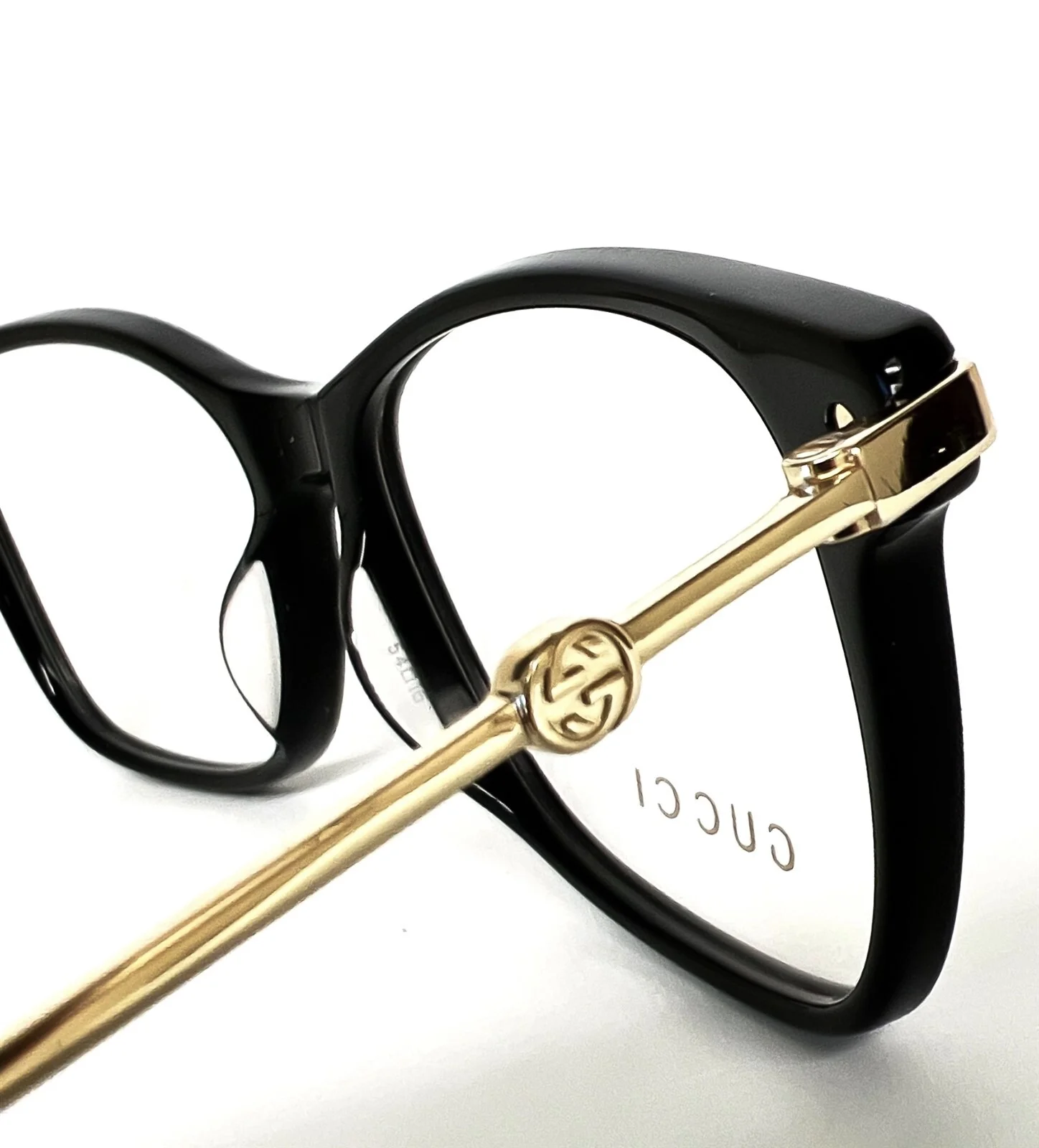 Gucci GG 0513O 001 Eyeglasses Glasses Polished Black w/ Gold GG Logo 54-16-145 3