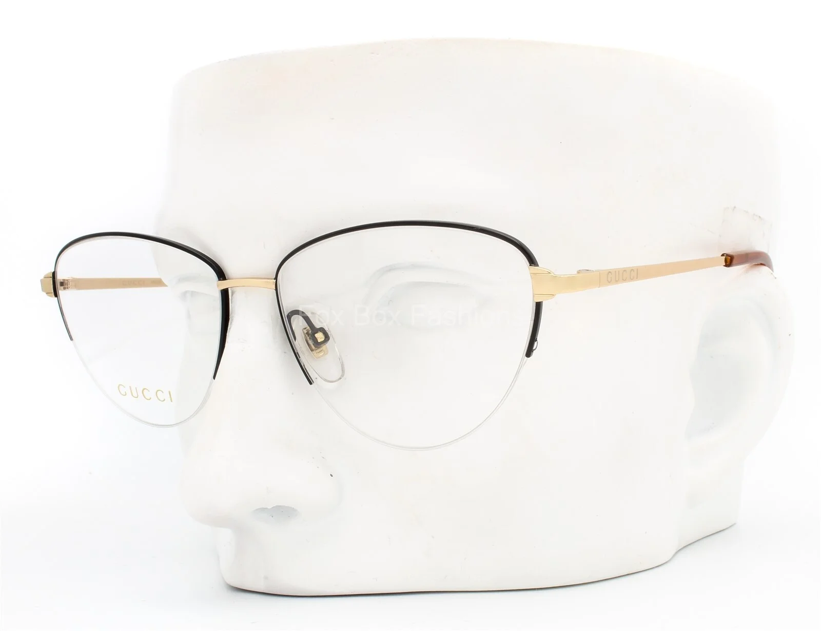 Gucci GG 0580O 002 Semi Rimless Eyeglasses Glasses Black / Gold 55-15-145