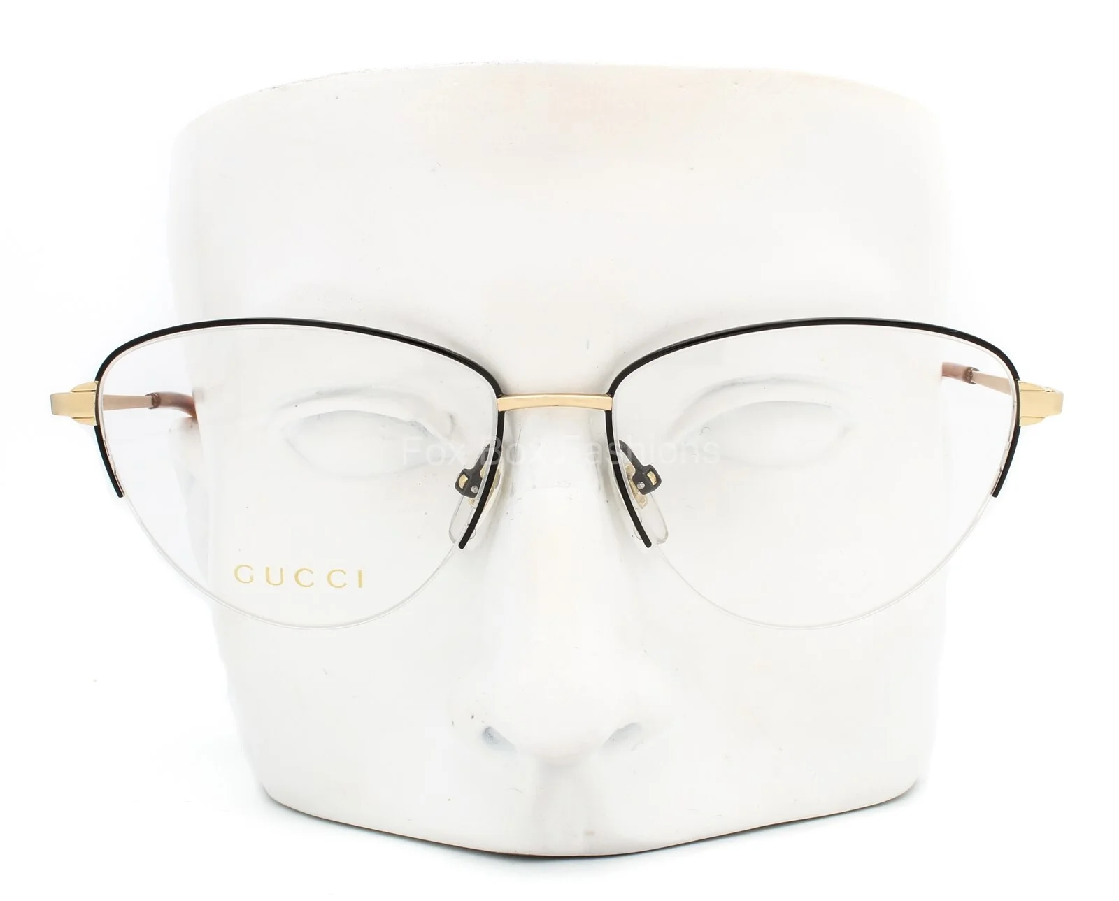 Gucci GG 0580O 002 Semi Rimless Eyeglasses Glasses Black / Gold 55-15-145 3