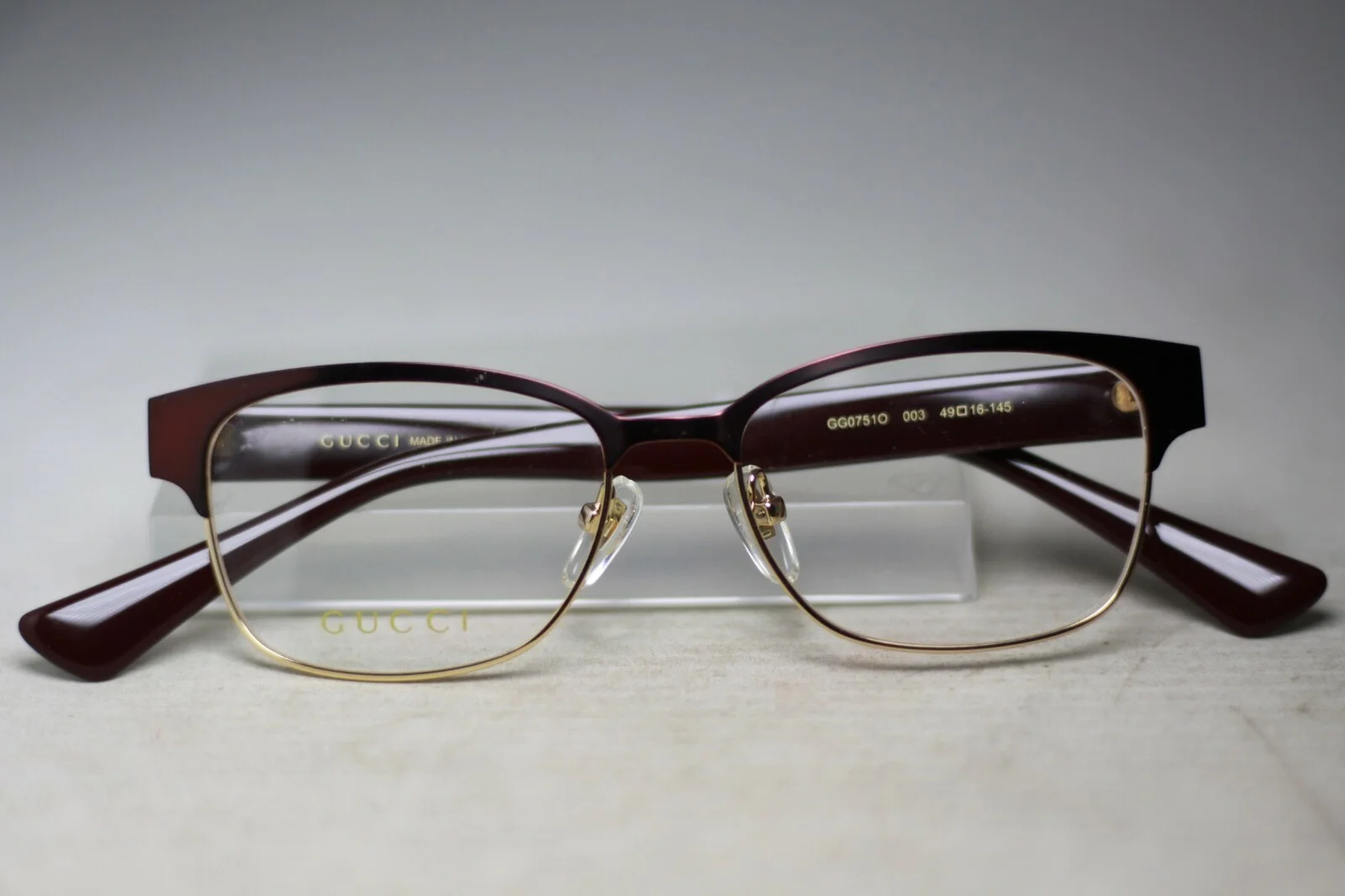 Gucci GG 07510 003 BURGUNDY/GOLD 49-16-145 ITALY MADE 9504 4