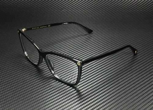 GUCCI GG0025O 001 Rectangle Square Black Demo Lens 56 mm Women