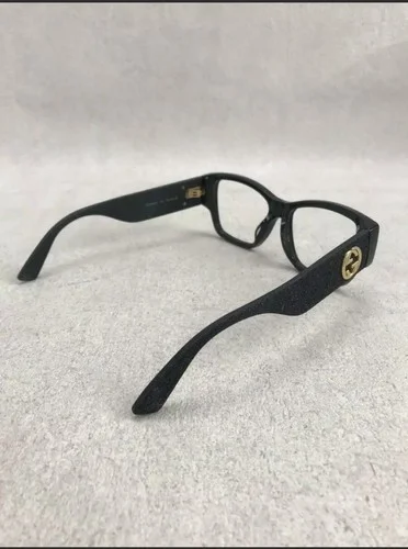 Gucci GG0104O 001 51mm Black Glitter/Gold Logo New Square Eyeglasses Frames. 3