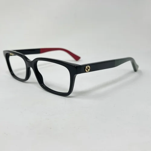 Gucci GG0168O Black 003 /Green Red Temples Rectangle Unisex Eyeglasses 53 [] 16 2