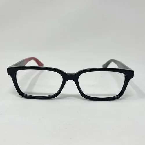 Gucci GG0168O Black 003 /Green Red Temples Rectangle Unisex Eyeglasses 53 [] 16 3