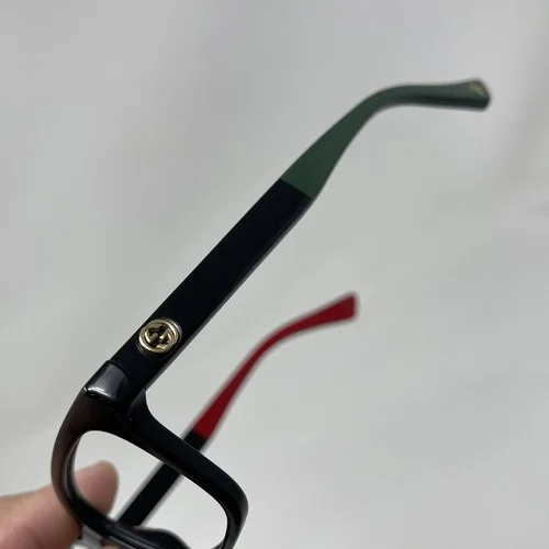 Gucci GG0168O Black 003 /Green Red Temples Rectangle Unisex Eyeglasses 53 [] 16 4