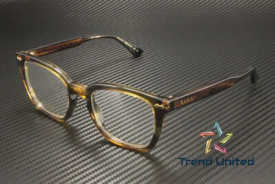 GUCCI GG0184O 010 Rectangular Squared Acetate Havana 50 mm Unisex Eyeglasses
