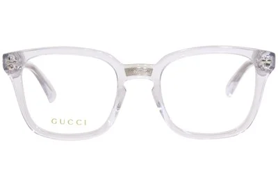 Gucci GG0184O 012 Eyeglasses Frame Crystal/Silver Square Shape Full Rim 50-mm 2