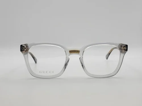 Gucci GG0184O Gray Transparent Square Full Rim Eyeglass Frames 50-21-145 2