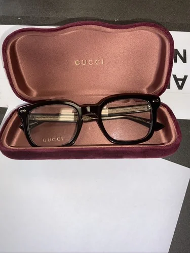 Gucci GG0184O Unisex Havana Frame Demo Lens Square Eyeglasses 50MM 4