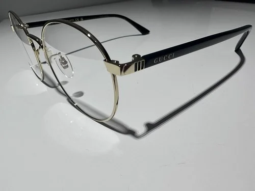 GUCCI GG0297Ok 001 Round Oval Gold Shiny Black Demo Lens 52 mm Unisex Eyeglasses 2