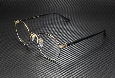 GUCCI GG0297Ok 003 Round Oval Black Shiny Black Demo Lens 52mm Unisex Eyeglasses
