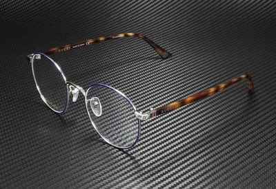 GUCCI GG0297Ok 004 Round Oval Blue Shiny Havna Demo Lens 52 mm Unisex Eyeglasses
