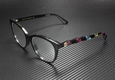 GUCCI GG0329O 004 Round Oval Black Glitter Mc Demo Lens 53 mm Women