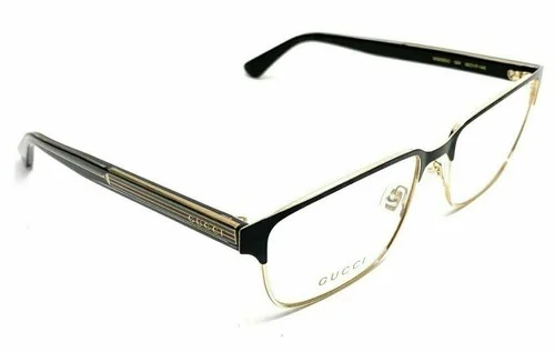 GUCCI GG0383O 004 Rectangular Black Endura Gold Men 3