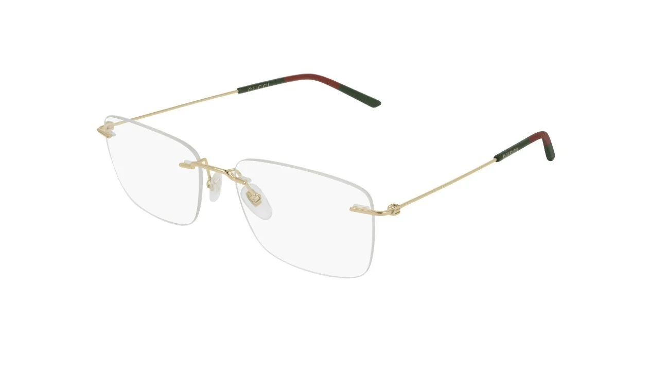 Gucci GG0399O 002 Gold Rimless Rectangular Men