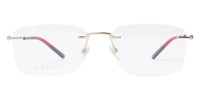 Gucci GG0399O Eyeglasses Men Gold Rectangle 56mm New 100% Authentic