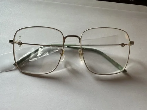 Gucci GG0445O 004 Gold White Trim 56-17-140 Eyeglasses Authentic