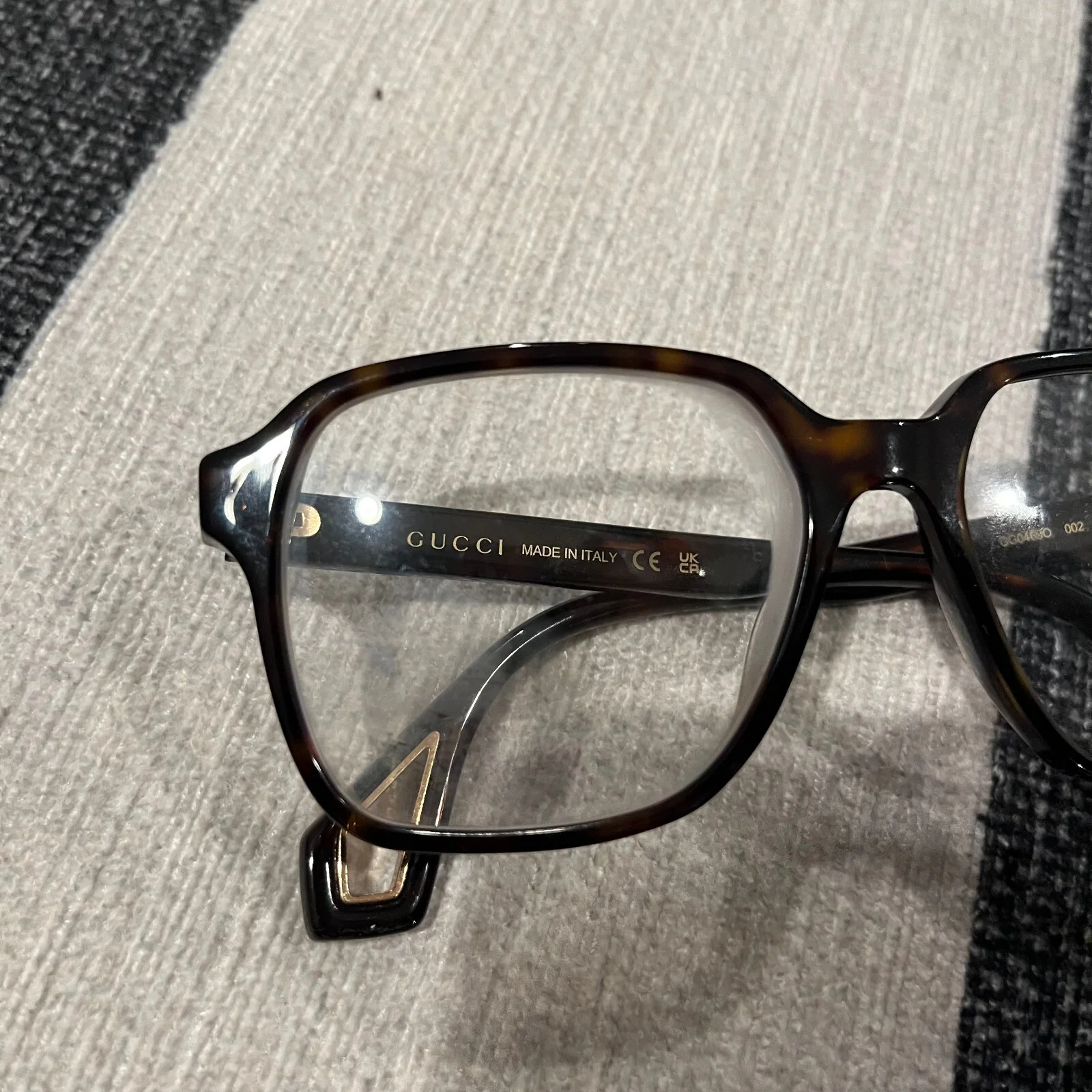 GUCCI GG0469O 002 Rectangular Havana Shiny Hvna Demo Lens 56 mm Men 3